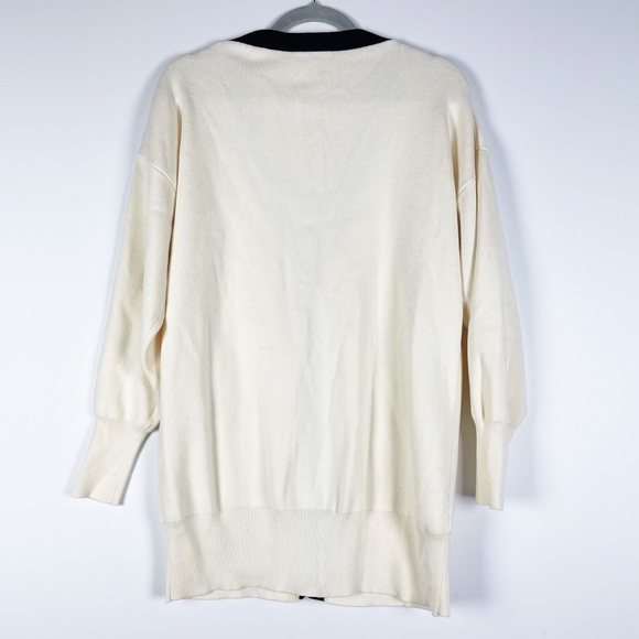 Rebecca Vallance Tancy Cotton Stretch Knit Pearl Button Front Cardigan Sweater L - Picture 3 of 3